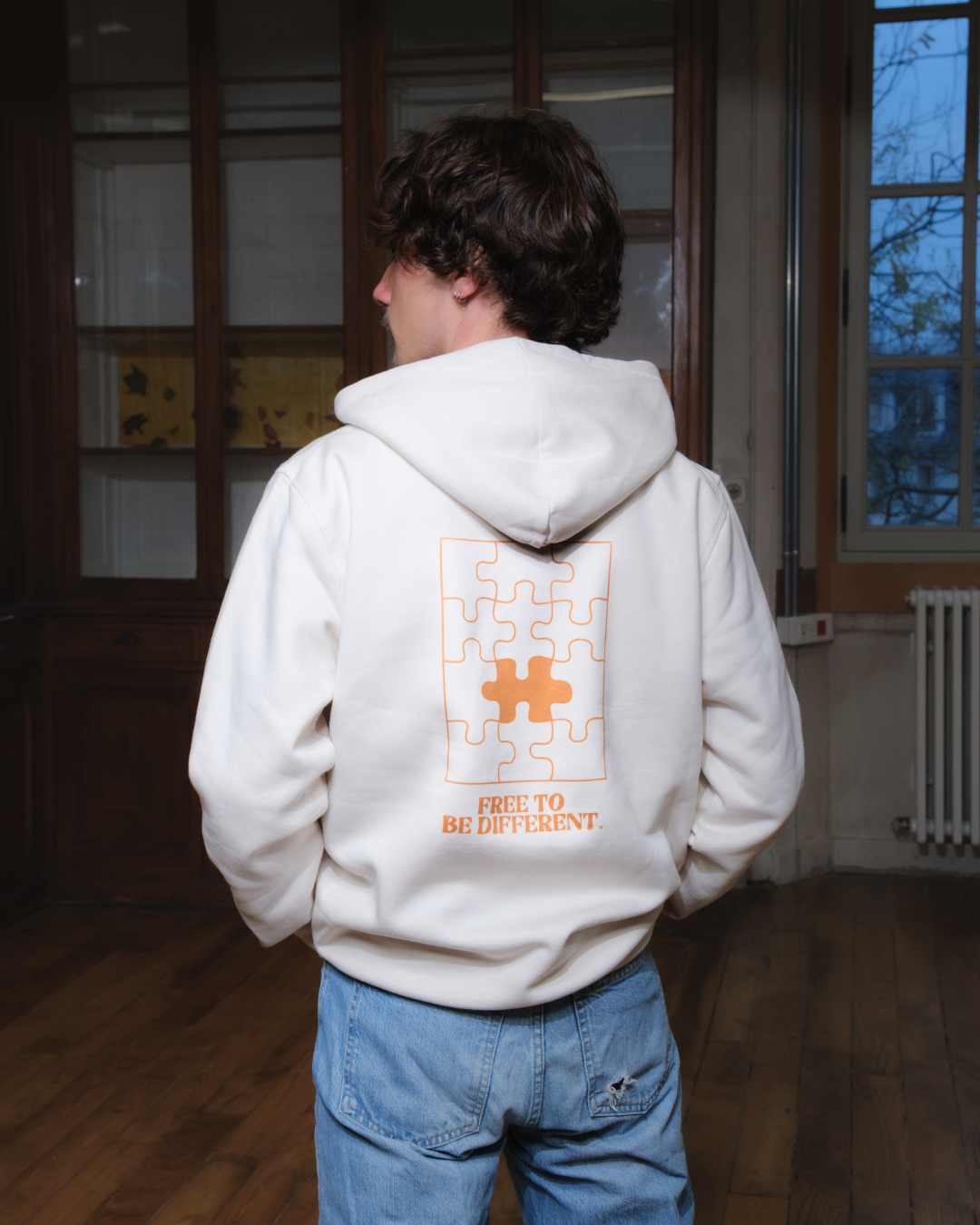 Hoodie freeedom cotton white free to be different Freeed
